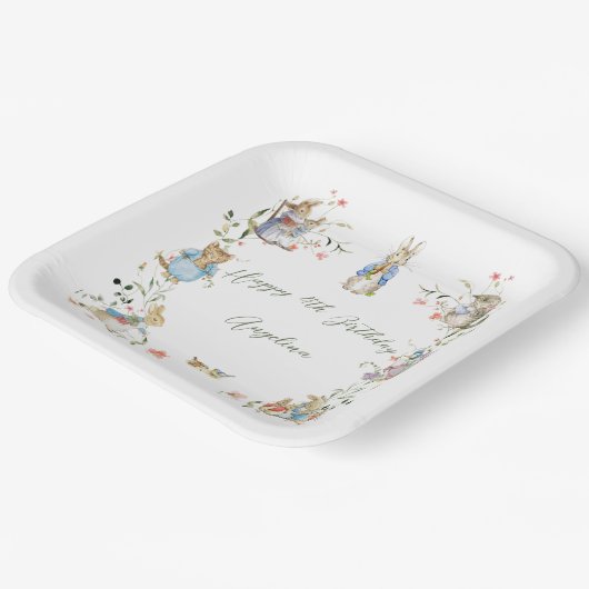 Wildflower Peter het Konijn Verjaardag Groot Papieren Bordje (Gebogen)