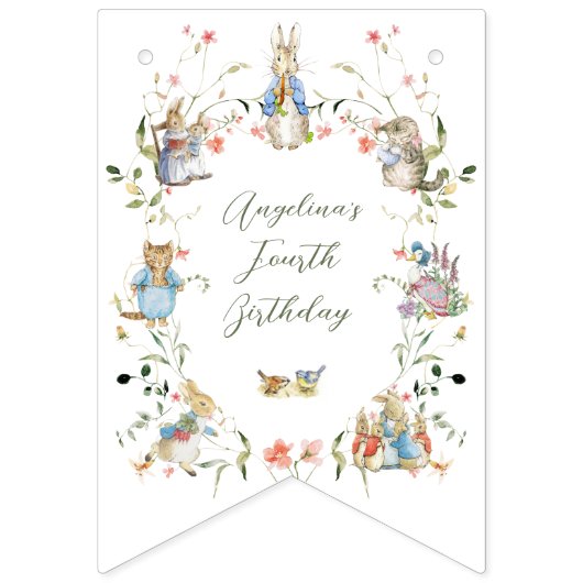 Wildflower Peter het Konijn Verjaardagsbunting Vlaggetjes (Eerste vlag)