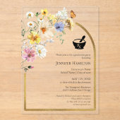 Wildflower Pharmacy School Graduation Party Foto Acryl Uitnodigingen (Voorkant)