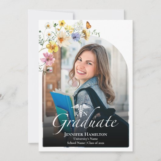 Wildflower Pharmacy School Graduation Party Foto Kaart (Voorkant)