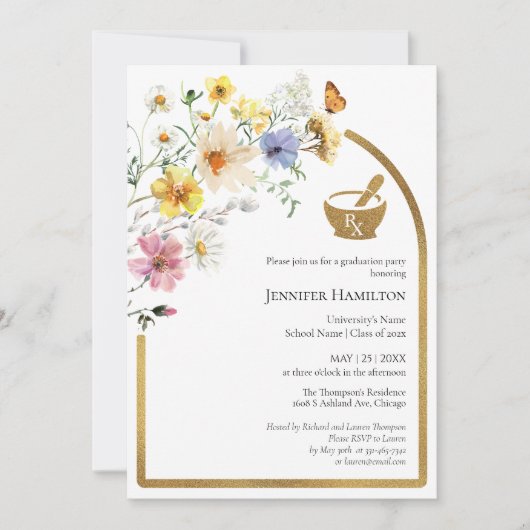 Wildflower Pharmacy School Graduation Party Foto Kaart (Voorkant)