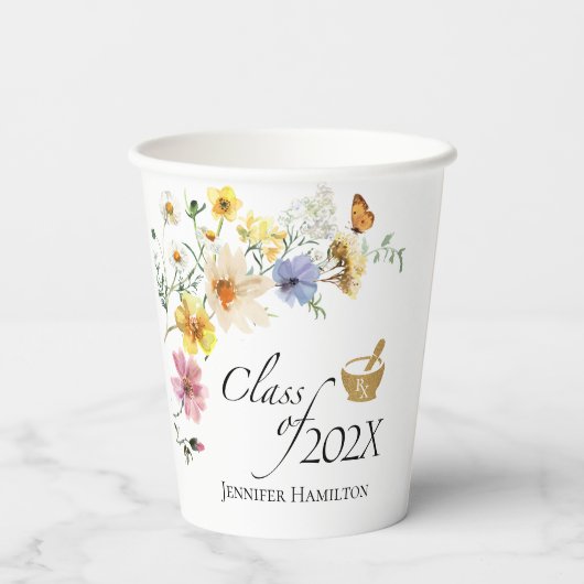 Wildflower Pharmacy School | Klasse van Afstuderen Papieren Bekers (Achterkant)