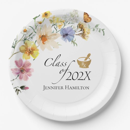 Wildflower Pharmacy School | Klasse van Afstuderen Papieren Bordje (Voorkant)