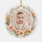 Wildflower Photo Baby First Christmas  Keramisch Ornament (Voorkant)