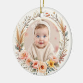 Wildflower Photo Baby First Christmas  Keramisch Ornament (Links)