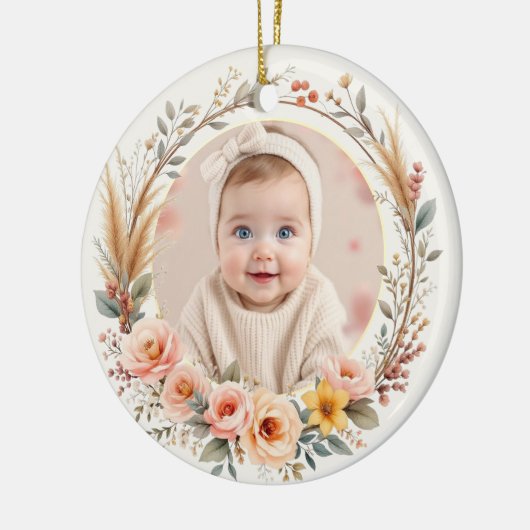 Wildflower Photo Baby First Christmas  Keramisch Ornament (Links)