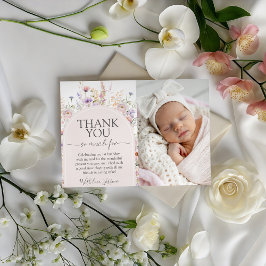 Wildflower Photo Birthday Thank You Card Kaart