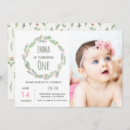 Wildflower Photo Garden 1e verjaardag Kaart