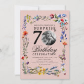 Wildflower Photo SURPRISE 70th Birthday Blush Pink Kaart (Voorkant)