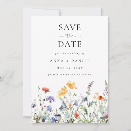 Wildflower Photo Wedding Save The Date (Voorkant)