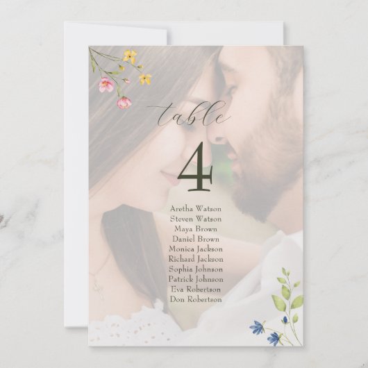 Wildflower Photo Wedding Seating Chart (Voorkant)