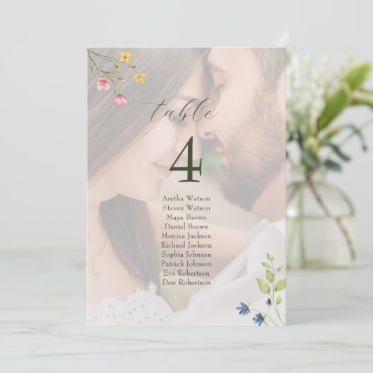 Wildflower Photo Wedding Seating Chart (Staand voorkant)