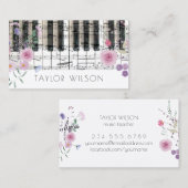 Wildflower pianist muziekleraar visitekaartje (Voorkant / Achterkant)