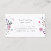 Wildflower pianist muziekleraar visitekaartje (Achterkant)