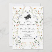 Wildflower Piano White Recital Invitation Kaart (Voorkant)