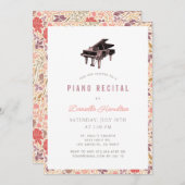 Wildflower Piano White Recital Invitation Kaart (Voorkant / Achterkant)