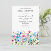 Wildflower Pink and Blue Floral Bridal Shower Kaart (Staand voorkant)