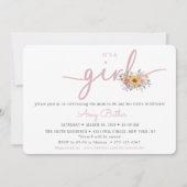 Wildflower Pink Baby Shower Invitation Kaart (Voorkant)