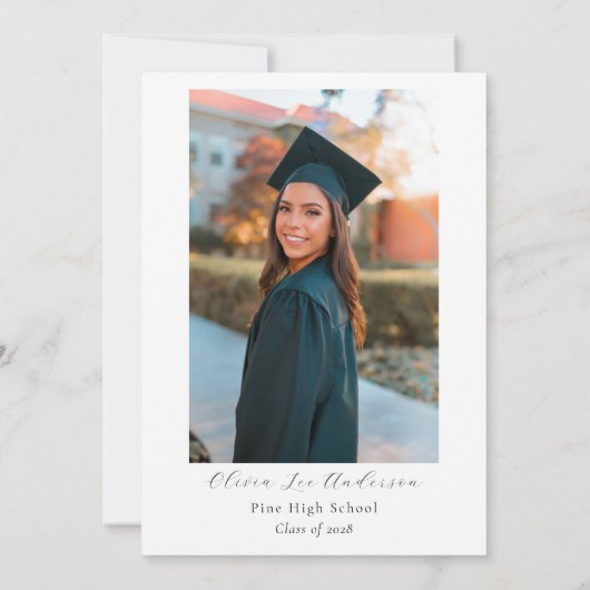 Wildflower Pink Bow Afstuderen Fotofeest Kaart (Achterkant)