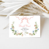 Wildflower Pink Bow Baby shower Dank u kaart