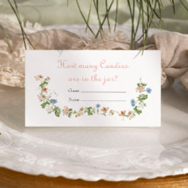 Wildflower Pink Bow Baby shower Hoeveel Snoepjes Informatiekaartje