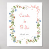 Wildflower Pink Bow Baby shower Kaarten en geschen Poster (Voorkant)