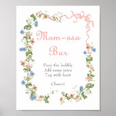 Wildflower Pink Bow Baby shower Momosa Bar Poster (Voorkant)