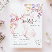 Wildflower Pink Bow Baby shower Uitnodiging
