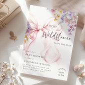 Wildflower Pink Bow Baby shower Uitnodiging