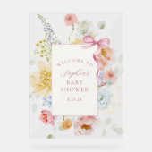 Wildflower Pink Bow Baby shower Welkom Acryl Bord (Voorkant)