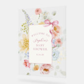  Wildflower Pink Bow Baby shower Welkom Acryl Bord (Hoek)