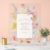  Wildflower Pink Bow Baby shower Welkom Acryl Bord (Huwelijk)