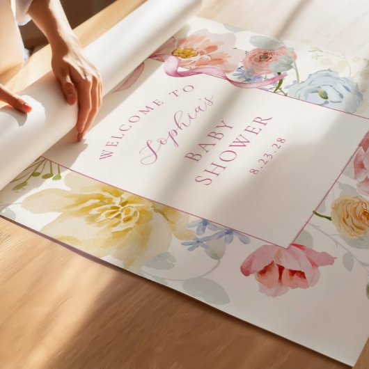  Wildflower Pink Bow Baby shower Welkom Poster