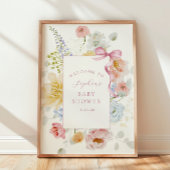  Wildflower Pink Bow Baby shower Welkom Poster