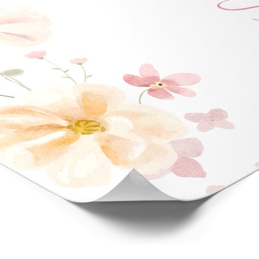 Wildflower Pink Bow Baby shower Welkom Poster (Hoek)