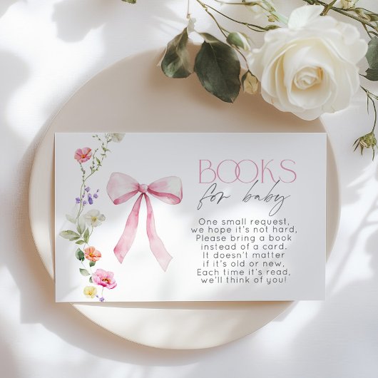 Wildflower Pink Bow Boeken voor baby ticket Informatiekaartje