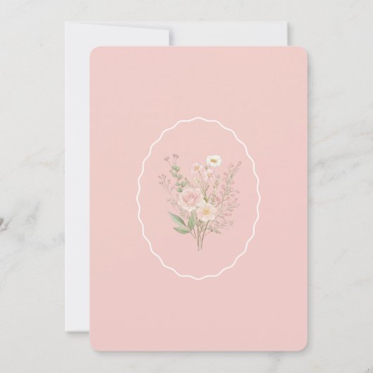 Wildflower Pink Bow Communie Uitnodiging (Achterkant)