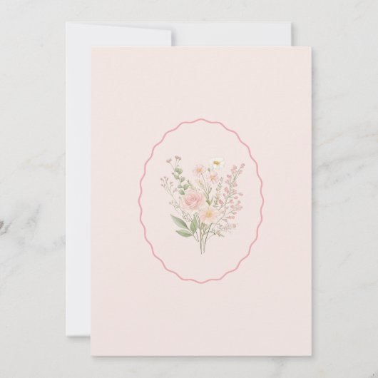 Wildflower Pink Bow doop uitnodiging (Achterkant)