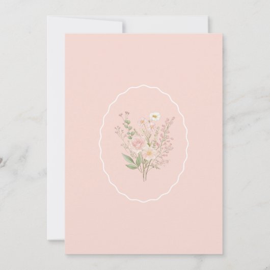 Wildflower Pink Bow doop uitnodiging (Achterkant)