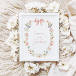 Wildflower Pink Bow Girls Favors & Goodies Sign Poster