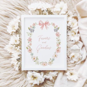 Wildflower Pink Bow Girls Favors & Goodies Sign Poster