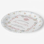 Wildflower Pink Bow Graduation Papieren Bordje (Gekanteld)