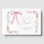 Wildflower Pink Bow Graduation party Gastenboek (Voorkant)
