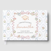 Wildflower Pink Bow Graduation Party  Gastenboek (Voorkant)