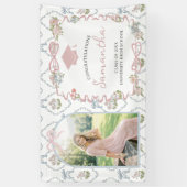 Wildflower Pink Bow Graduation Party Spandoek (Verticaal)