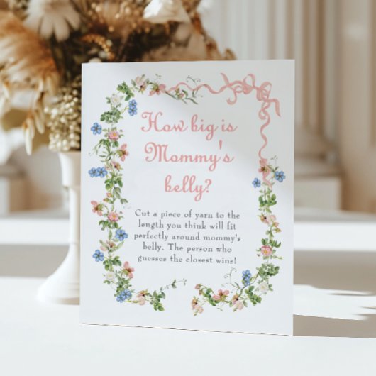 Wildflower Pink Bow Hoe groot is de buik van mama Poster