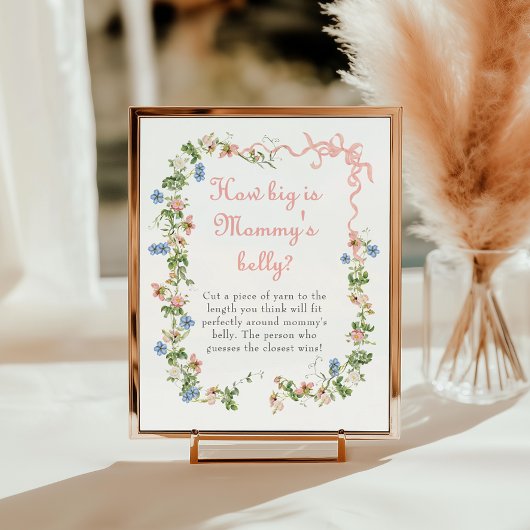 Wildflower Pink Bow Hoe groot is de buik van mama Poster
