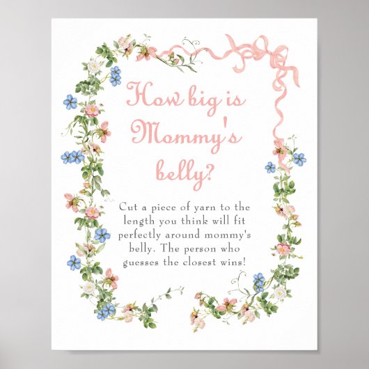 Wildflower Pink Bow Hoe groot is de buik van mama Poster (Voorkant)