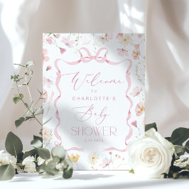 Wildflower Pink Bow lijst Baby shower Welkom Poster