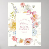  Wildflower Pink Bow Vrijgezellenfeest Welkom Poster (Voorkant)
